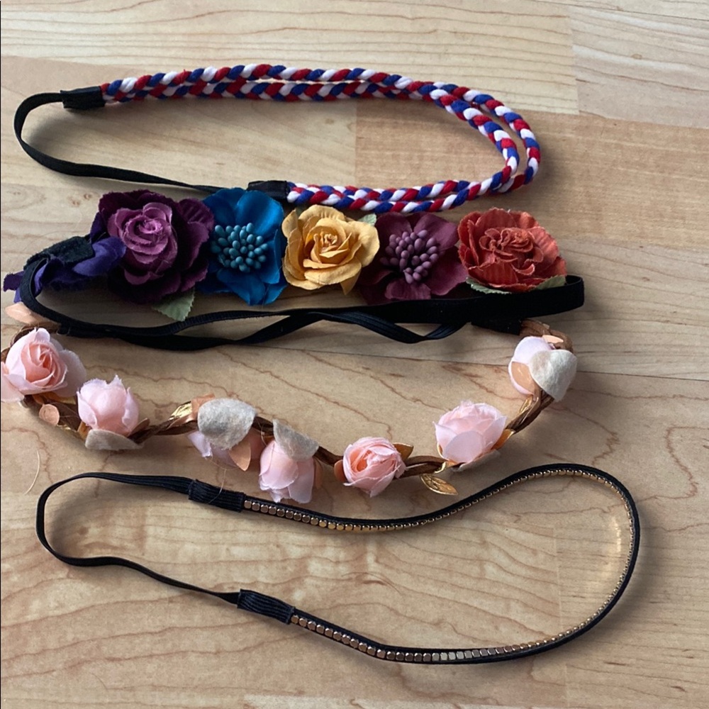 Floral and Beaded Headband Set